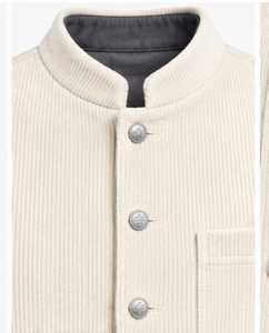 Men's Corduroy <b>Vest</b> Mandarin Collar Button Closure Full <b>Sleeve</b> - Product Image 3