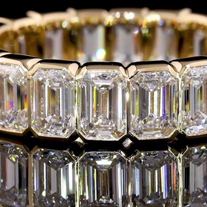 Minimalist 5 Carat <b>Emerald</b> Cut Bezel Lab Grown Diamond Full Eternity <b>Ring</b> IGI Certified 18K Solid Gold Bridal <b>Band</b> <b>Ring</b> - Product Image 3