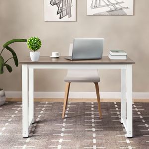 110cm Gray Laptop <b>Table</b> Decent High Strength Wooden <b>Computer</b> Desk Adjustable Height <b>for</b> Home Office Living Room Durable Metal PU - Product Image 1