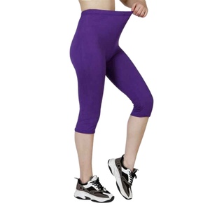 Leggings de Yoga sin Costuras hasta la Rodilla, Color Morado, Cintura Alta, Pantalones Deportivos Elásticos para Mujer, Capri Fitness - Product Image 4