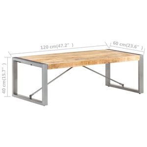 Tavolino da Caffè in Legno di Mango Grezzo Marrone e Grigio con Struttura in Acciaio Verniciato a Polvere, Design Unico - Product Image 6