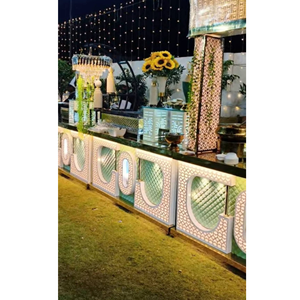 Comptoir de buffet de traiteur décoratif en acier inoxydable - Product Image 1