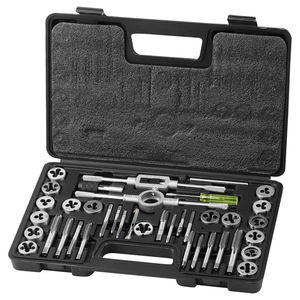 Set Essenziale di 40 Pezzi per Filettatura in Acciaio al Cuscinetto, da M3 a M12, Include Utensile per Filettatura e Estensioni - Product Image 1