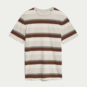 Camiseta de Algodón a Rayas Sublimada Transpirable de Alta Calidad al por Mayor, Camiseta Informal de Manga Corta para Hombre - Product Image 5