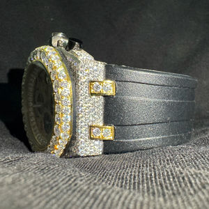 Montres de luxe en quartz, acier inoxydable, montre en moissanite, étanche 5ATM, mode hip-hop pour hommes, cadran en cristal de haute qualité - Product Image 1