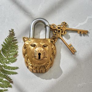 Antique Brass Fish Design <b>Padlock</b> with Vintage Keys Handcrafted Decorative Lock for Door, Cabinet & Home Decor - Product Image 4