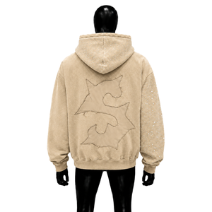 เสื้อฮู้ดซิปสีเบจสำหรับผู้ชาย ลายกราฟิก FAST MONEY ทรงโอเวอร์ไซส์ ผ้าฟลีซ แขนประดับคริสตัล สไตล์สตรีทแวร์ลำลอง - Product Image 2