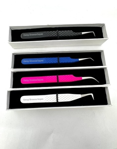 Wholesale GETUP BROSONS IMPEX Stainless Steel Anti-Magnetic Powder Coating Diamond Grip <b>Silver</b> Tip Eyelash Extension Tweezers - Product Image 6