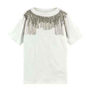 T-shirt en coton 100% respirant, personnalisé, tricoté, avec logo sur le devant, orné de strass, de qualité supérieure, le plus populaire - Product Image 5