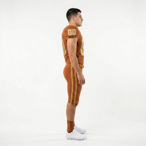 Uniforme de football américain robuste en tissu 100 % polyester, service OEM, unisexe adulte, coupe courte, personnalisable avec nom d'équipe pour le match - Product Image 3
