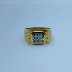 Elegant 22K Gold <b>Mens</b> <b>Ring</b> with Diamond Square Cluster and Geometric Band Design Stylish Designer Finger <b>Ring</b> Luxury Jewellery - Product Image 2