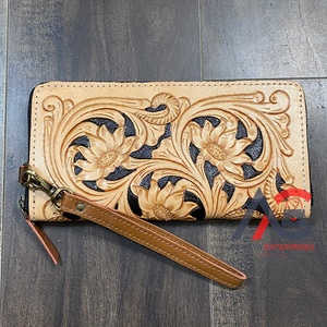 Nuevo Bolso de Mano de Cuero Repujado a Mano para Mujer, con Cierre de Cremallera y Estampado Floral, Tarjetero y Monedero para Uso Diario - Product Image 1