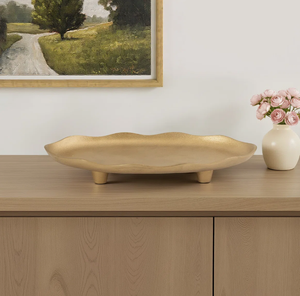 Plateau de service ovale de luxe en métal doré avec pieds, plat décoratif moderne pour la décoration de la maison, hôtel, restaurant, ou comme cadeau. - Product Image 3