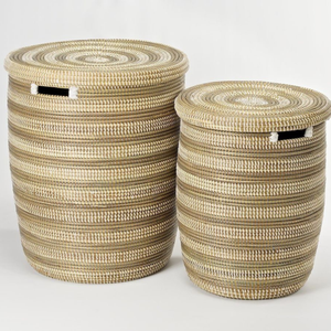 Panier à linge en jonc de mer tressé à la main avec poignées, panier de rangement en osier naturel pour vêtements, organisation de la salle de bain et de la maison, Vietnam - Product Image 6