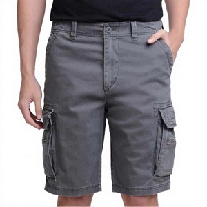 Shorts cargo gris pour homme 100% coton, taille mi-haute, respirant, style bermuda décontracté avec plusieurs poches et fermeture boutonnée - Product Image 3