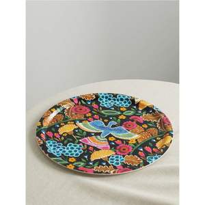 Luxury Botanical Print Metal Rectangular Serving <b>Tray</b>, Decorative Enamel <b>Snack</b> Platter, Modern Leaf Design <b>Tray</b> for Home Decor - Product Image 5