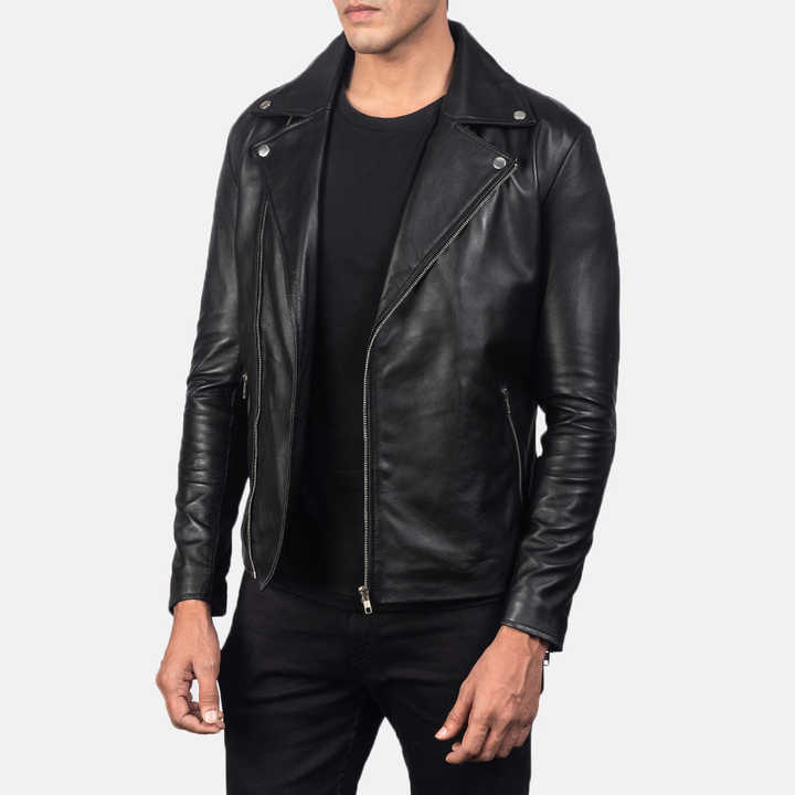 Full Grain Buffalo Skin Customizable Motorcycle Leather Jacket for Men, Casual Jacket for Winter and Moderate Temperatures
