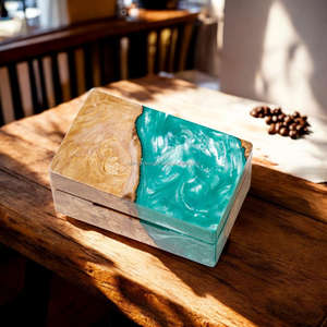 Caja de anillo de resina de madera de la mejor calidad al por mayor almacenamiento decorativo joyería para ataúd de anillo con resina epoxi y caja de madera por FWE - Product Image 2