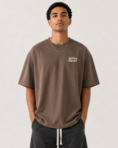 Camiseta de Manga Corta para Hombre, Estilo Casual, Cuello Alto, Cómoda, Transpirable, de Poliéster/Algodón, de Alta Calidad, Marca Active Squad - Product Image 4
