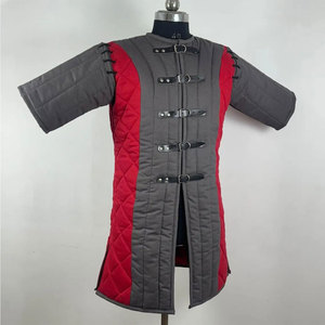 Gambesón Medieval Acolchado de Algodón Gris Rojizo, Chaqueta Acolchada para Reenactment Histórico, Disfraz Larp Vikingo con Cierres de Hebilla Delanteros - Product Image 2