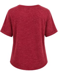Custom <b>Red</b> V Neck Womens Casual T Shirt Short Sleeve Cotton Blend Soft Lightweight Pocket Tee Summer Comfortable Daily Wear - Product Image 2
