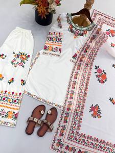 Hermoso vestido abaya para mujer, especial para Eid Ramzan, conjunto Dhoti Kurta, pantalón estilo Dhoti listo para usar, vestido modesto pakistaní natural. - Product Image 2