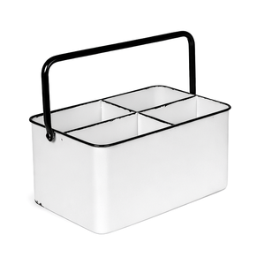 Distressed White Metal <b>Caddy</b> with 6 Compartments - Product Image 2
