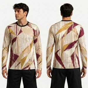 Camiseta Deportiva de Manga Larga de Poliéster con Sublimación Gráfica Urbana Azul, Ropa Deportiva Ligera de Alto Rendimiento - Product Image 4