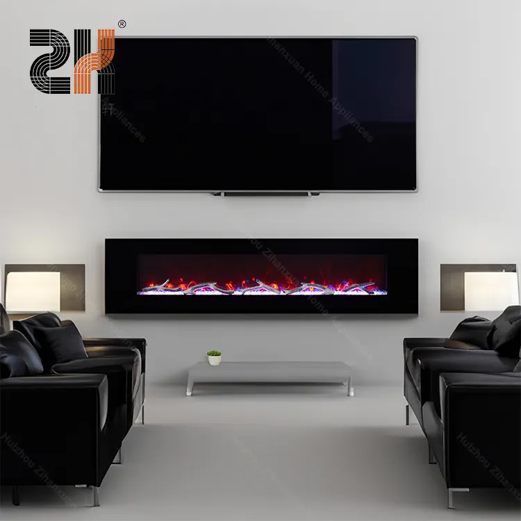 Exclusive design 42"50"60"72"modern flame decoration wall mounted led electric fireplaces electric with speakers