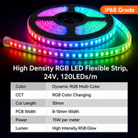 Bande LED flexible SMD 5050 RGB multicolores, étanche IP68, en cuivre, haute densité, 120 LED, pour piscine, alimentation DC 24V