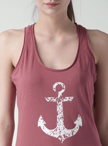 Débardeur rouge à imprimé ancre pour femme, col rond, style nautique, en jersey de coton, sans manches, tenue décontractée - Product Image 6