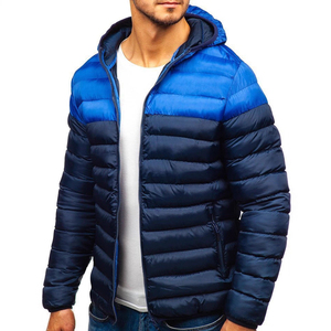 Water-Resistant Eco-Friendly <b>Men</b> <b>Puffer</b> <b>Jacket</b>-Custom Lightweight Windproof <b>Hooded</b> Zipper Knitted Solid Warm Streetwear - Product Image 2