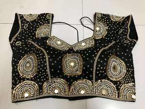 Blouse de soirée pour femme, style ethnique indien pakistanais traditionnel, ornée de pierres scintillantes, entièrement cousue, avec sari rembourré facile à porter - Product Image 3