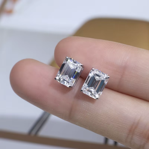 <b>Emerald</b> Cut Diamond Earrings Lab grown E Color IGI Certified Women's Classic Engagement Jewelry For women's - Product Image 1