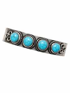Town JT-044 Hydro Turquoise Oval Wide <b>Cuff</b> Bangle Gold/<b>Silver</b> Plated Brass Bezel Set Classic Western Style Unisex Gift Rajasthan - Product Image 1