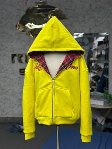 Nouveau sweat-shirt à capuche zippé unisexe décontracté en molleton 100 % coton, coupe oversize, manches ornées de strass, tricoté, écologique, style automne - Product Image 6