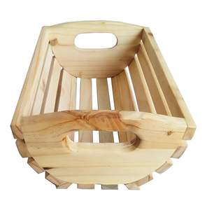 Wooden fruit basket vegetable wooden basket picnic wood basket wooden <b>planter</b> basket storage basket for shelves - Product Image 4