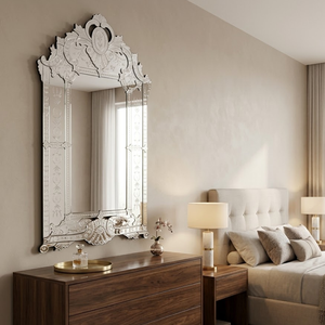 Elegante Espejo de Pared Ornamental Veneciano |   Espejo Decorativo de Vidrio Estilo Barroco Vintage |   Espejo Decorativo para el Hogar de Estilo Antiguo - Product Image 3