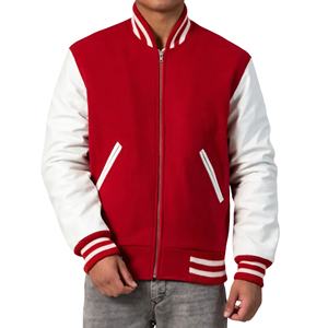 Veste universitaire américaine rétro vintage en patchwork, corps en laine, manches en cuir d'agneau véritable, broderie chenille, respirante et coupe-vent - Product Image 1