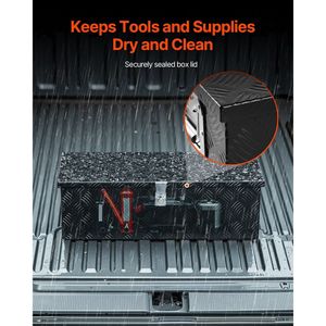 Heavy Duty Aluminum Truck Bed <b>Tool</b> <b>Box</b> with Striped Side Handle Lock Keys Storage Chest Organizer - Product Image 5