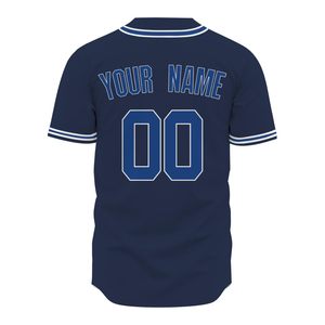 Custom Baseball Jersey Men's <b>Navy</b> Blue Short Sleeve Team Name Printed Moisture Wicking Polyester Button Front Adult Apparel - Product Image 2