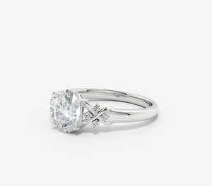 Anillo de compromiso Bardot con diamante cultivado en laboratorio de corte ovalado de 1.70 quilates, con cinco diamantes en oro blanco de 14K. - Product Image 1