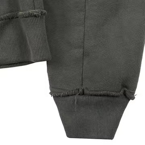 Sudadera con capucha personalizada de algodón 100% de alta calidad para hombre, con cremallera completa, con hombros caídos, bordada, con cuentas, teñida lisa de invierno - Product Image 6