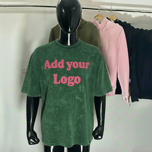 เสื้อยืดผู้ชายคุณภาพสูง ผ้าฝ้าย 100% ทรงบ็อกซี่ โอเวอร์ไซส์ สตรีทแวร์ แบบครอป เสื้อยืดสั่งทำพิเศษสำหรับผู้ชาย - Product Image 1