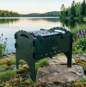 Brasero portable moderne |   Brasero pliable en acier inoxydable pour le camping en plein air, les terrasses et les soirées barbecue respectueux de l'environnement - Product Image 3
