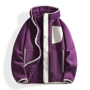 Veste polaire épaisse pour homme, doublée de sherpa, col montant, fermeture éclair, manteau d'hiver bicolore - Product Image 5