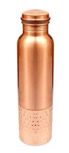 <b>Copper</b> Water Bottle 1 Ltr Hammered Round Leak Proof Eco Friendly Drinkware for Home Office Outdoor Travel - Product Image 4