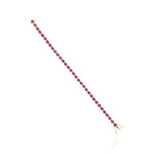 18K Gold Round <b>Ruby</b> and Diamond Tennis <b>Bracelet</b>-Prong Set Elegant Design - Product Image 2