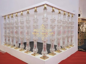Barandilla de escalera decorativa de cristal con estilo latón, balaustres modernos de lujo, barandilla de cristal duradera para interiores de casas - Product Image 3