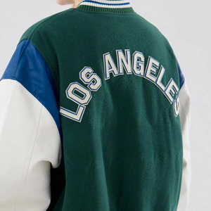 Factory Custom Wool Letterman <b>Baseball</b> <b>Jacket</b> Stand Collar and Front Logo Eco-Friendly Woolen Unisex Varsity <b>Jackets</b> - Product Image 4
